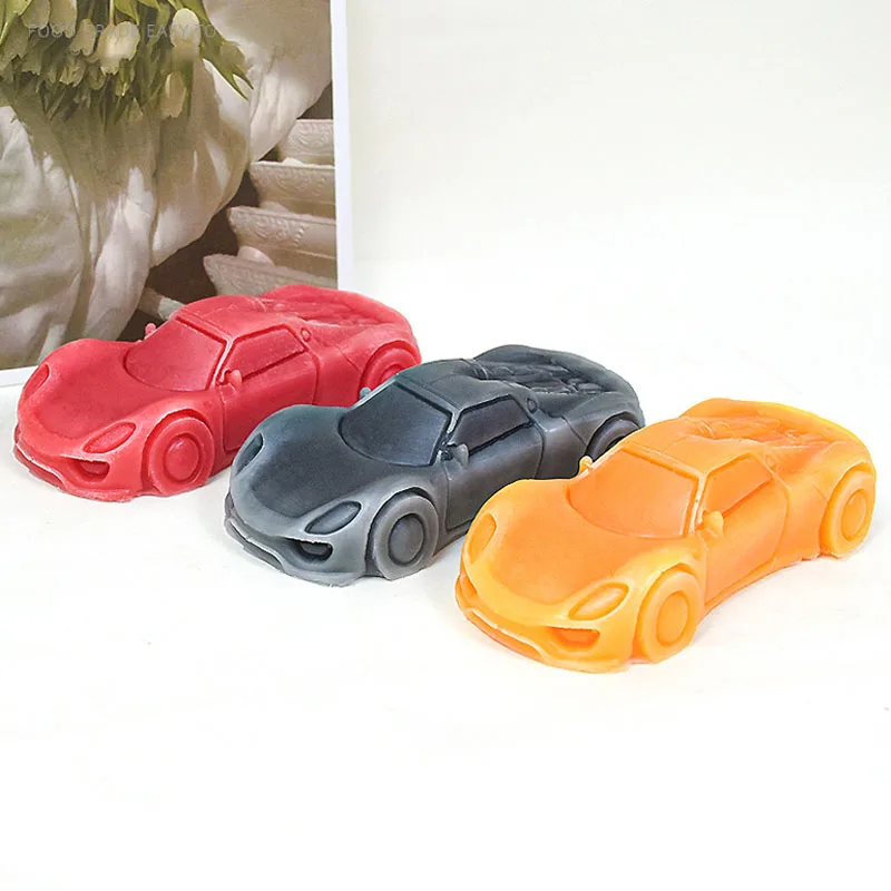 3D Sports Car Candle Silicone Mold Car Shape Handmade Scented Candle Gypsum Resin Molds Chocolate Fondant Baking Tool Home Decor