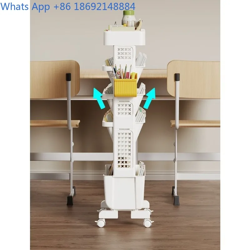 Plastic Mobile Rotating Bookshelf Student Book Picture Book Storage Rack Floor-standing Simple Household Bookcase