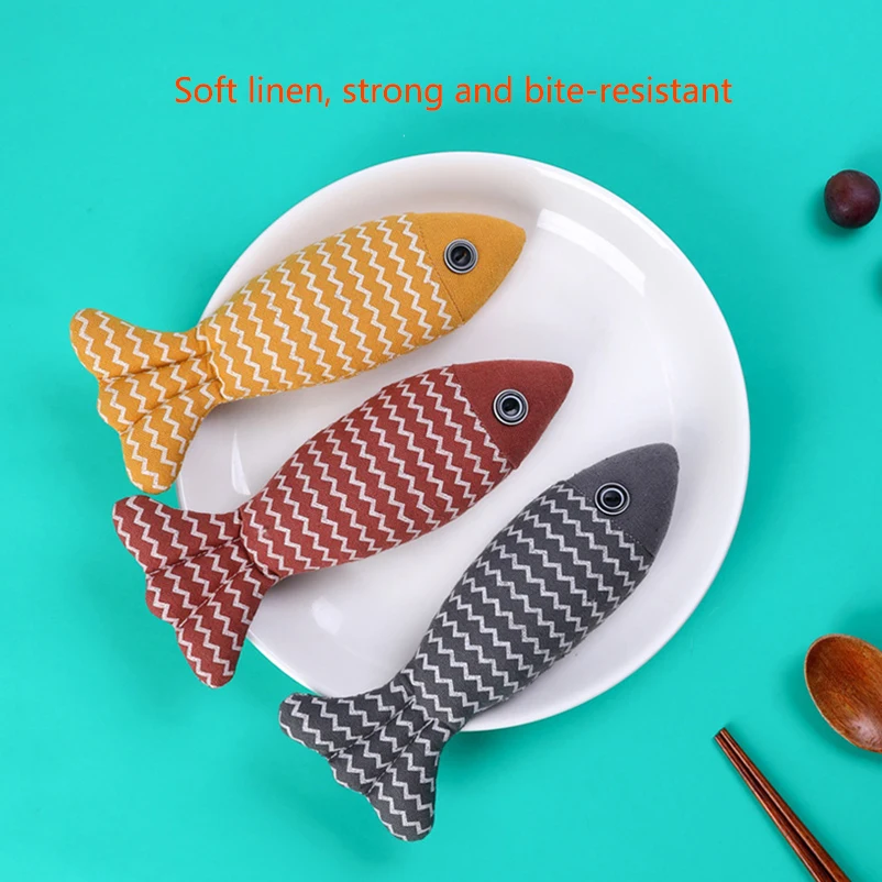 Cat toy self high boredom resistant bite clean teeth linen fish grinding teeth fun cat toy cat simulation fish toy pet supplies