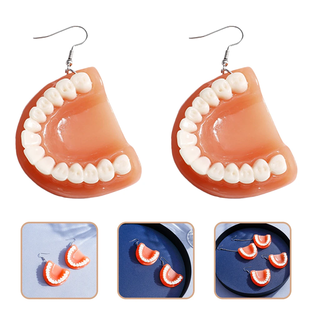 

1 Pair Funny Teeth Drop Earrings For Women Creative Weird Dangle Pendant Ear Jewelry Charm Accessories Suitable Party Beach