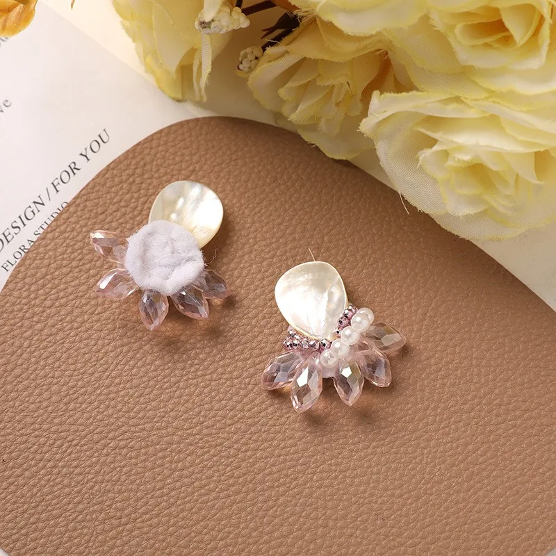 Shoe Charms 1 Piece Pink Shell Pearl Crystal Beaded Handmade Fairy Style For Clogs DIY Lightweight Sparkly Premium Women Gift