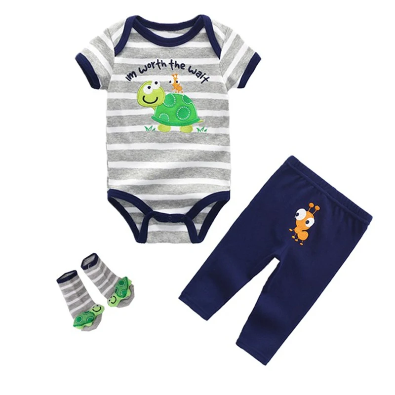 

2022 Baby Boys Clothes Sets Animal Tops Romper+Pants+Socks Similar Suit Cotton roupa infantil clothing newborn baby girl outfit