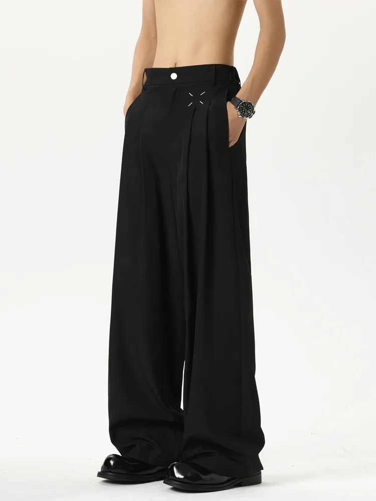 

Мужские прямые брюки-костюм, свободные повседневные длинные брюки, осенне-зимние, плотные, стройнящие, модные, из полиэфирного волокна