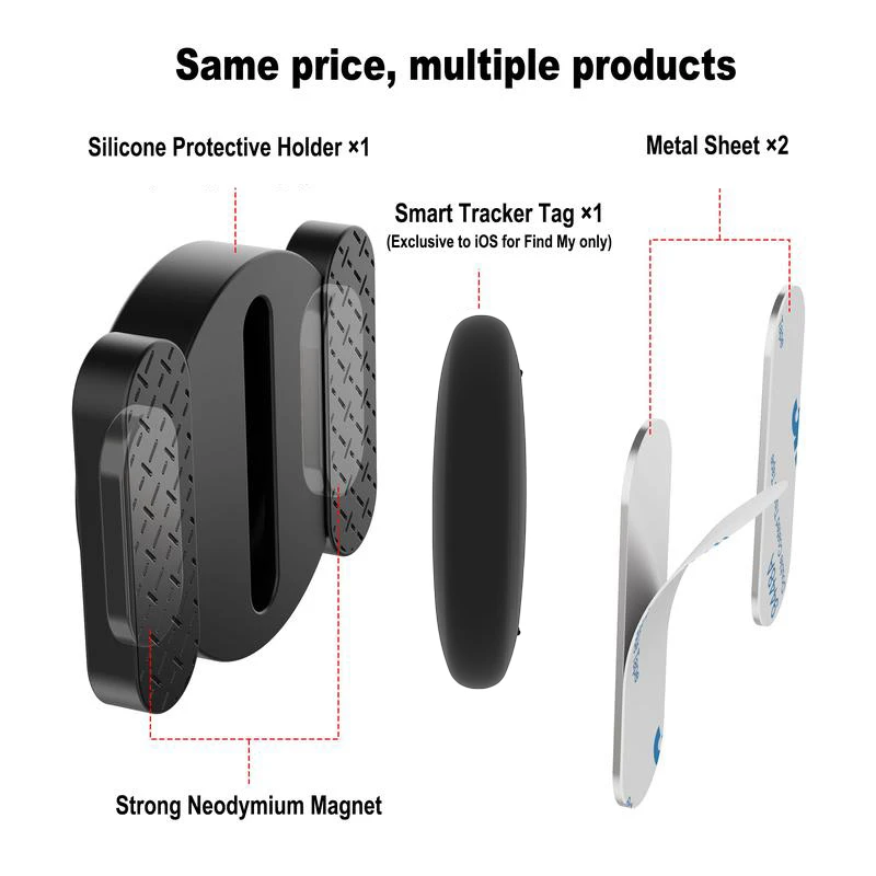 4er-Pack IOS GPS Smart Tag für Apple Find My Tracker Kits mit starker magnetischer Saugnapf, Silikonhülle, Anti-Verlust für Skateboard-Auto – Detail 8