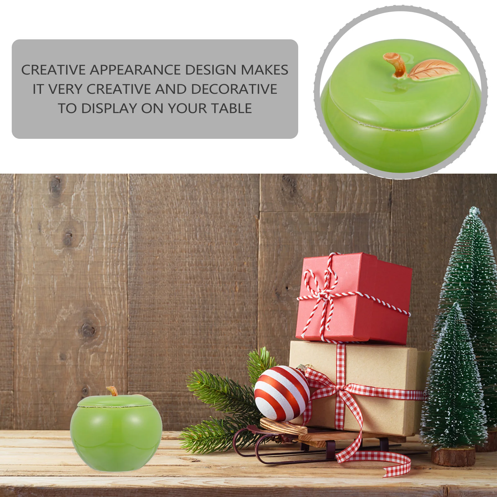 1 قطعة جرة تخزين الحلوى السيراميك غطاء الفاكهة الإبداعية ديكور سطح المكتب الغذاء الحاويات عيد الميلاد زجاجة شاي المطبخ مختومة علبة #4