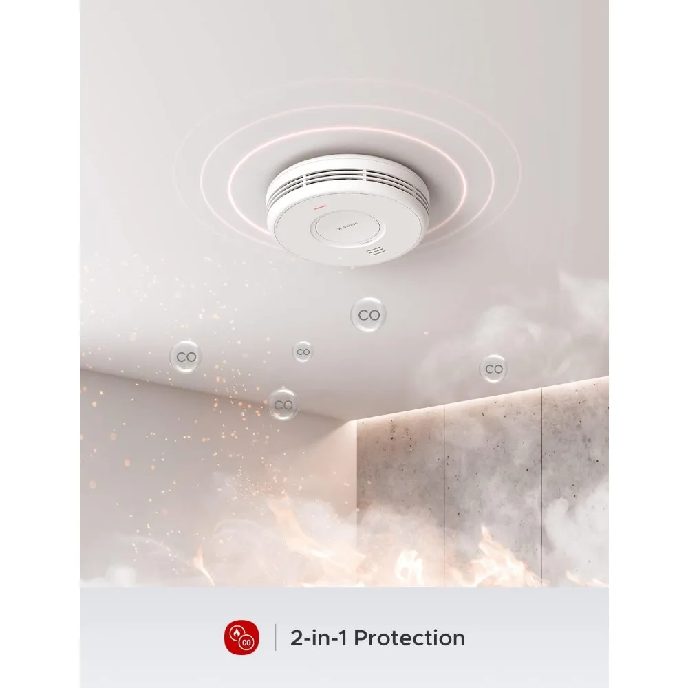 AC Hardwired Combination Smoke and Carbon Monoxide Detector, Hardwired Interconnected Smoke and CO Detector Alarm