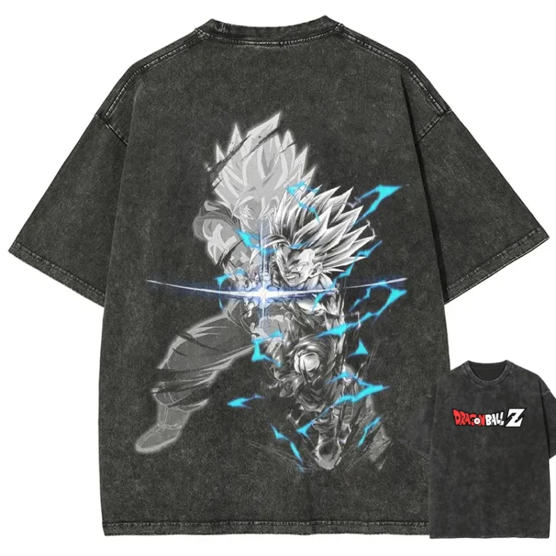 

Футболка унисекс оверсайз из винтажного хлопка с принтом Dragon Ball Goku Ultra Instinct, летняя коллекция 2026, повседневная, с аниме-принтом, для мужчин и женщин