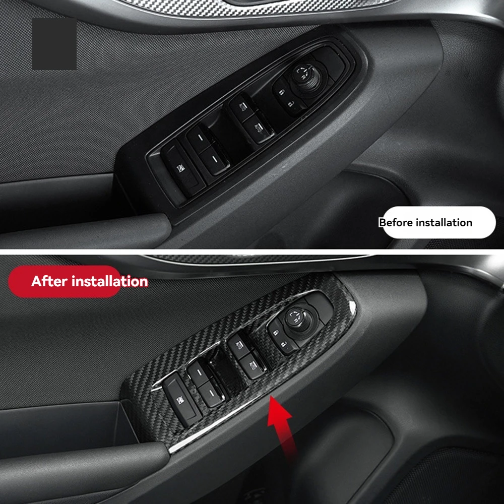 Car Real Dry Carbon Fiber Interior Window Lift Switch Button Trim Cover Frame Panel Regulator DecorationFor Subaru WRX 2022+ image 4