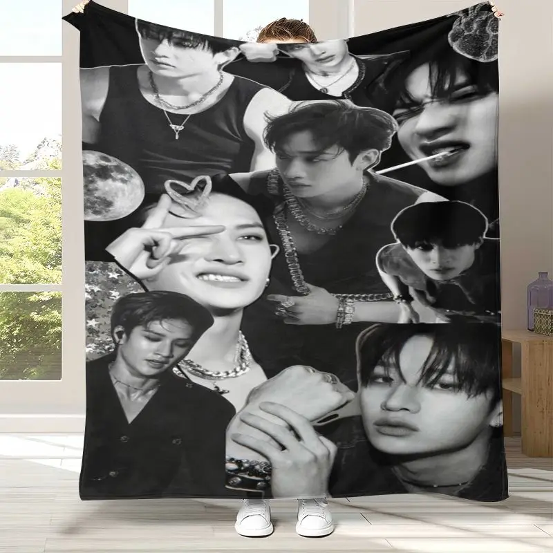 SK Korean B-Bangs C-Chans Star Chk Chk Boom Flannel Throw Blanket,Cozy Warm Blanket for Bed,Sofa,Living Room,Camping,Home Decor