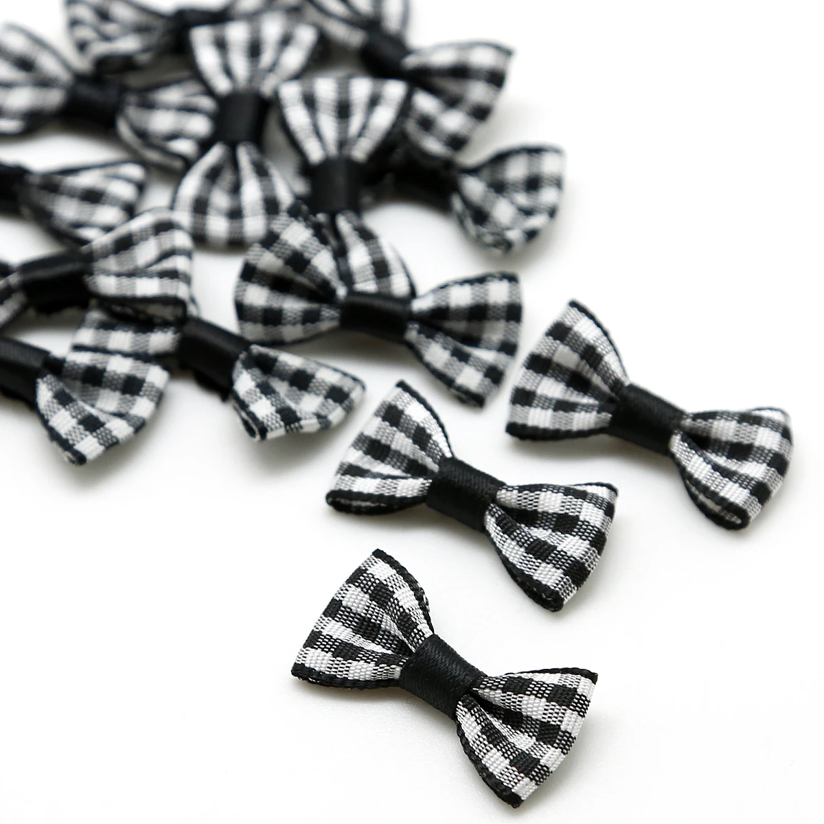 25-50pcs 3x1.5cm Multicolor Lattice Bows Plaid Small Bow Knot Christmas Festival Party Home Decor Clothes DIY Sewing Accessories