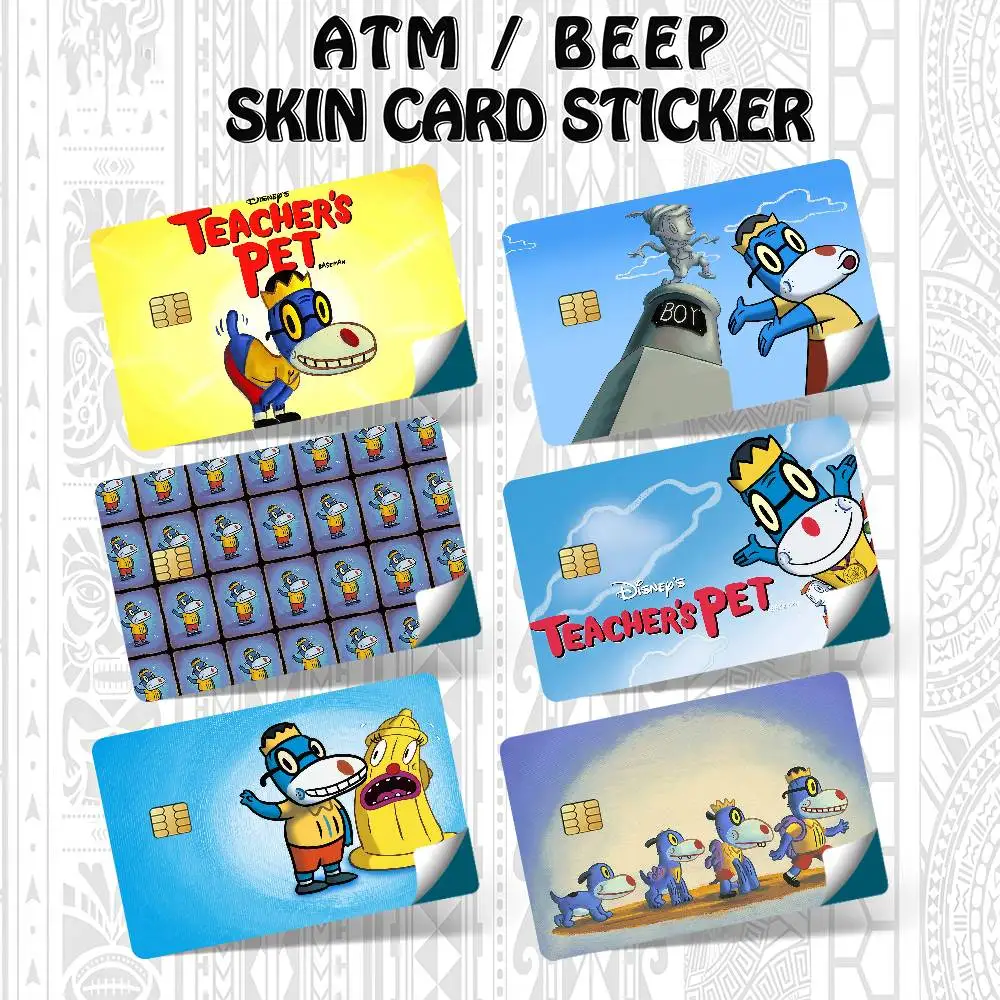 كارتون المعلمين الحيوانات الأليفة لطيف البنك بطاقات الائتمان حافلة تمرير ملصقات بارد الديكور للماء 4 قطع بطاقة