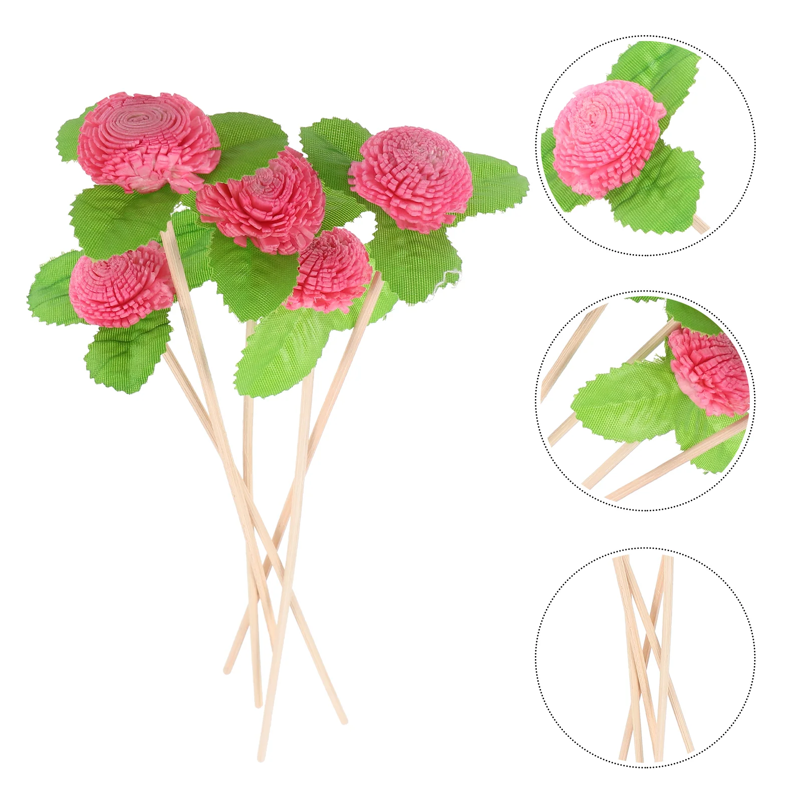 5 Pcs Essential Oil Diffusers for Home Aromatherapy Stick Sticks Flowers Replaceable Fragrance Decors Wooden