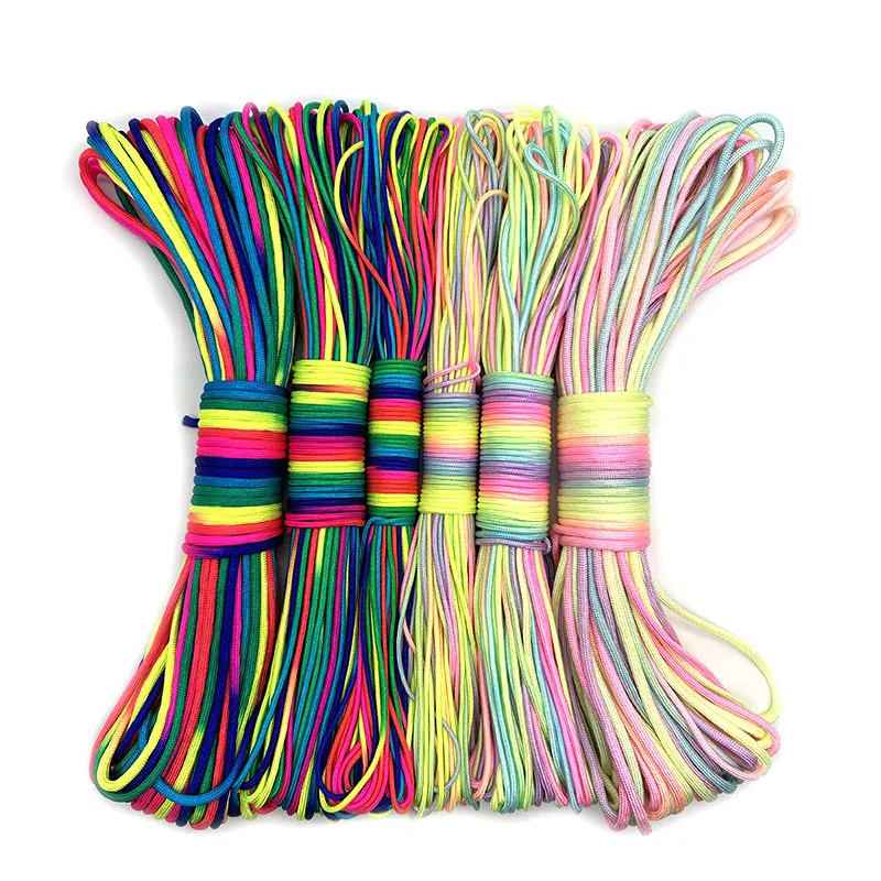 31mRainbow Paracord Rope 2mm/3mm/4mm 7 Strands Climbing Parachute Rope Surviv...