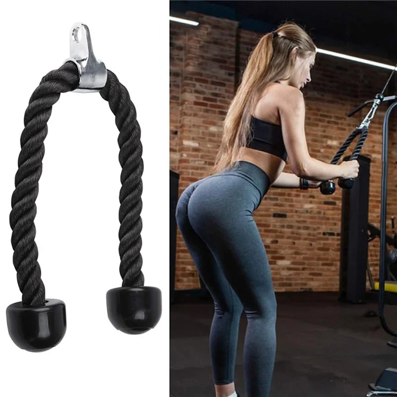 

A64T-2X Tricep Pull Down Rope 36 Inches With Snap Hook, Fitness Attachment Cable Machine Pulldown Rope For Home Gym