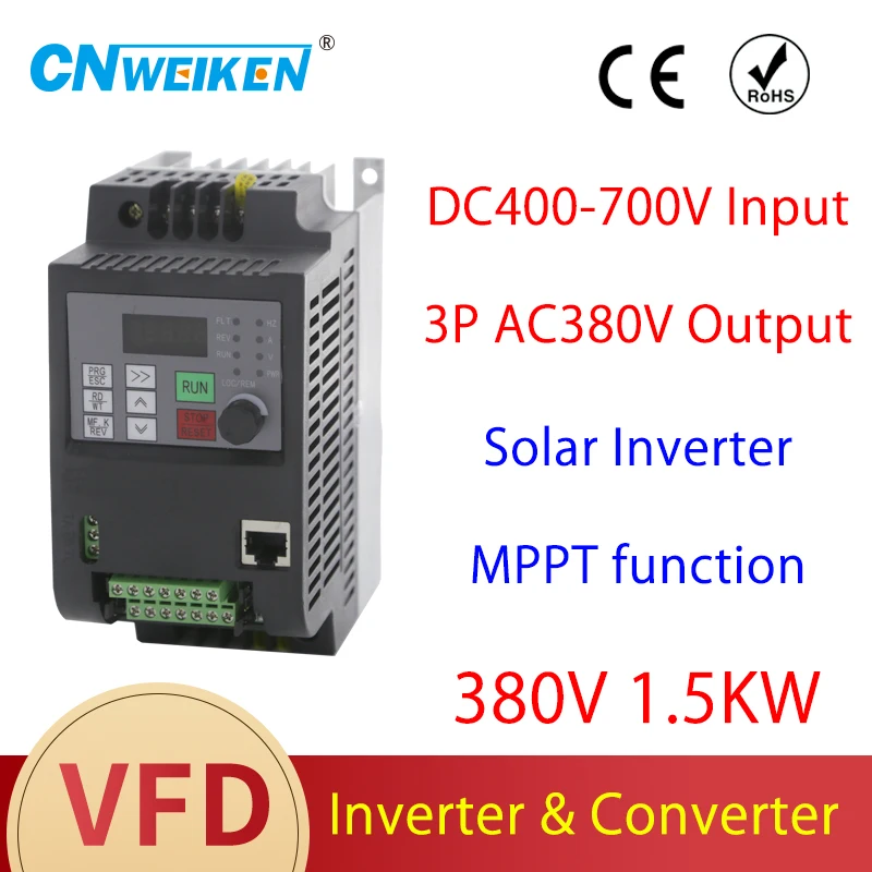 

DC400V-700V 380V 0.75kw/2.2KW/1.5kw Mini VFD Solar Variable Frequency Inverter for Motor Speed Control Converter