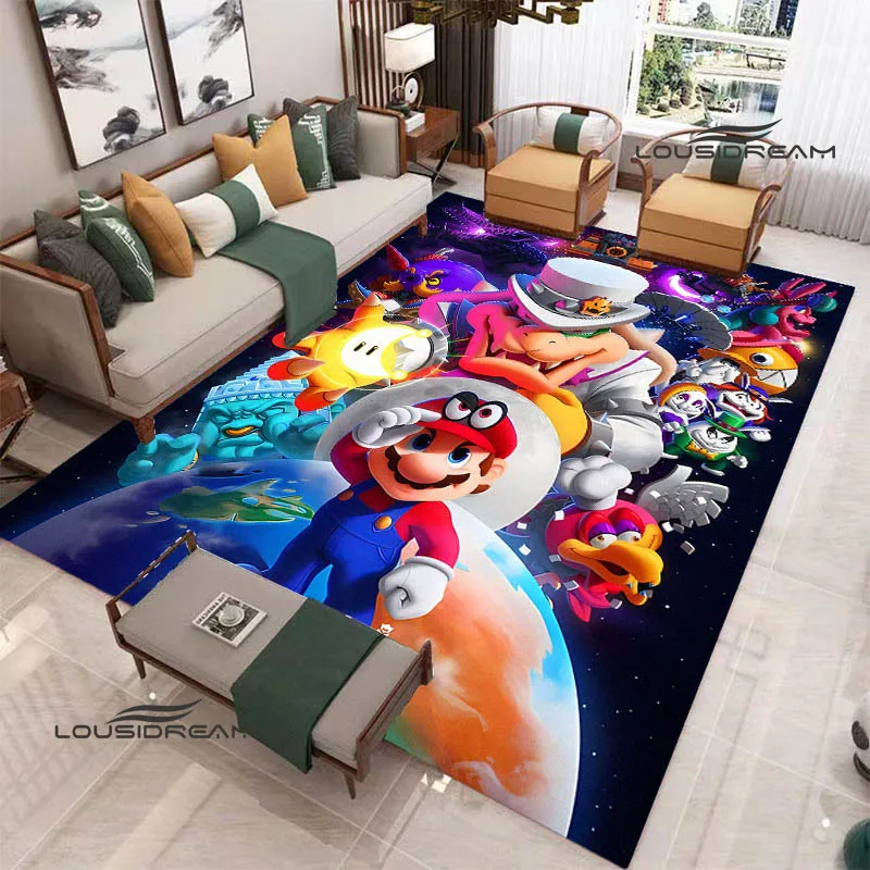 Tapis imprimés de dessin animé m-mario-bros en 3D, antidérapant, zone de coussin de yoga, pour l'extérieur, mignon, cadeau d'anniversaire