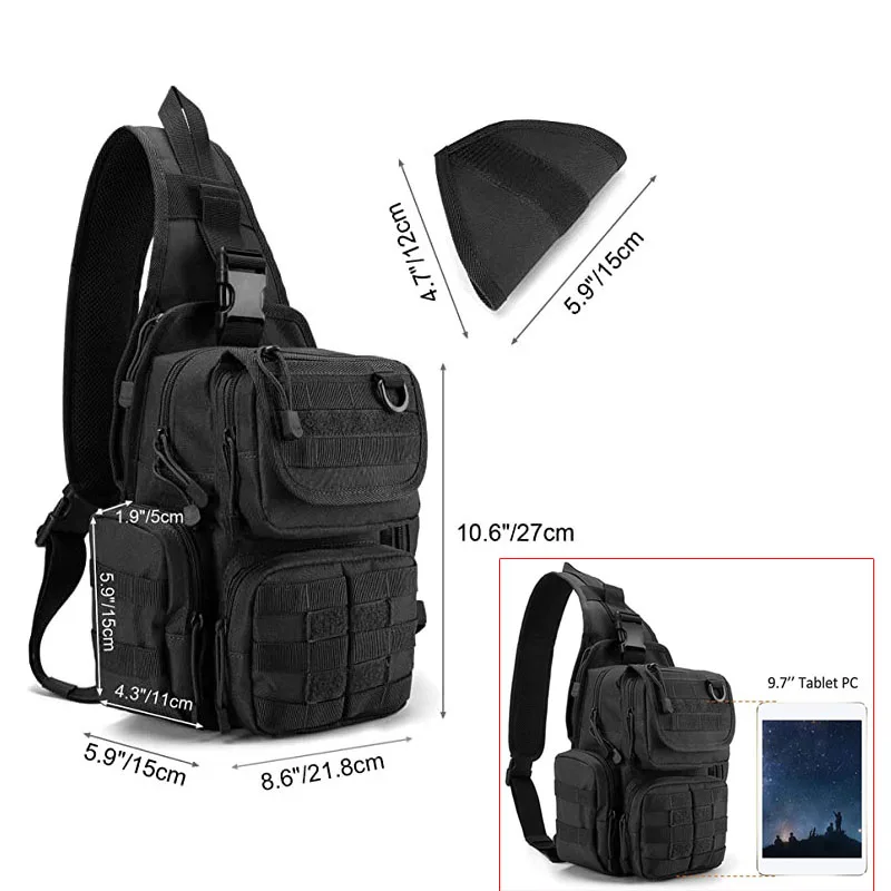 Men Tactical Gun Holster Shoulder Bags Male Backpack Molle Camping Hiking Hunting Outdoor Bag Sling Chest XA304A