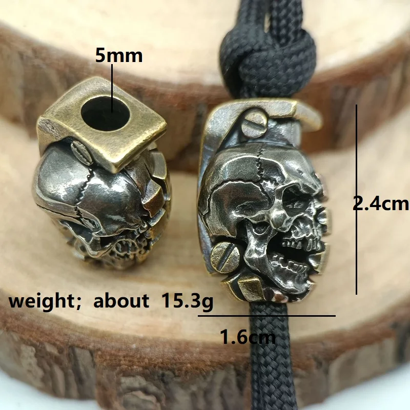 Dual Color Skull Grenade Brass Knife Beads EDC DIY Paracord Woven Bracelets Lanyard Pendants Accessories Outdoor Tool Hangings