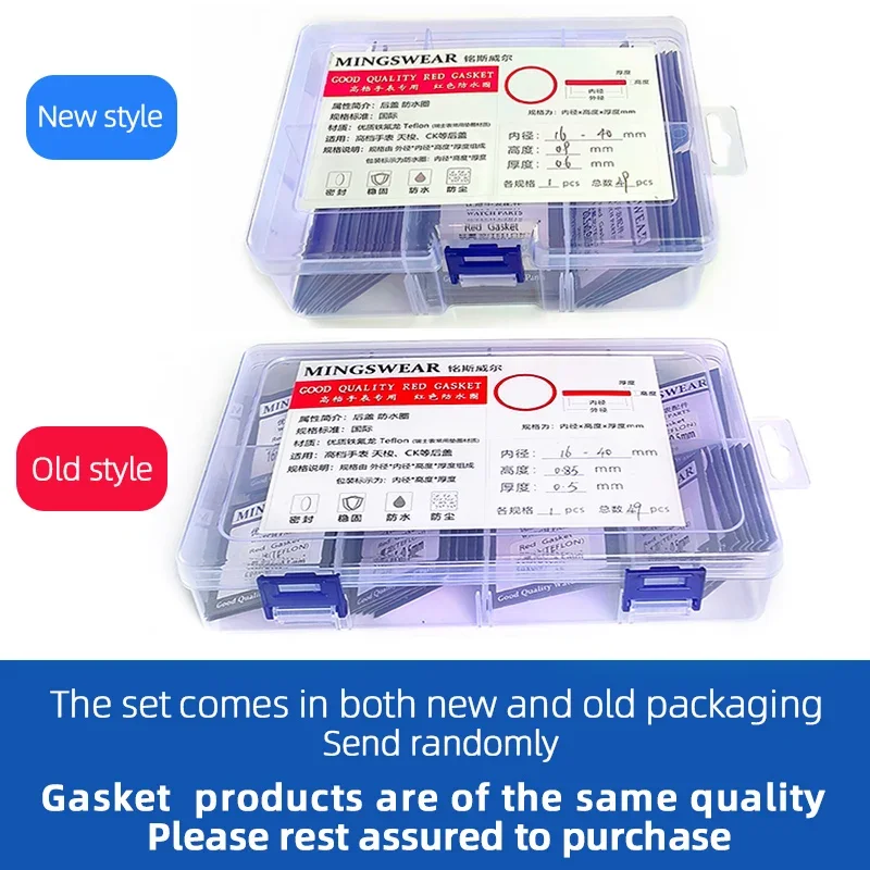 Total 49pcs Red Gasket For Watch Case Back O-Ring 0.85*0.5 0.9*0.6 Parts For TS T41 T063 OMG CK Substitute Accessories