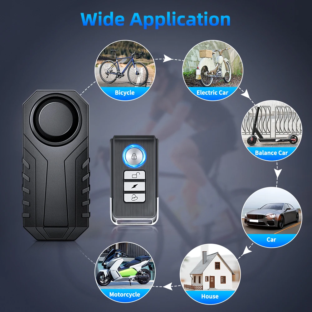 Sectyme Bike Rechargeable Bike Alarm Horn Wireless Vibration Sensor Li-Ion  Batteries Waterproof Anti Theft Motorcycle