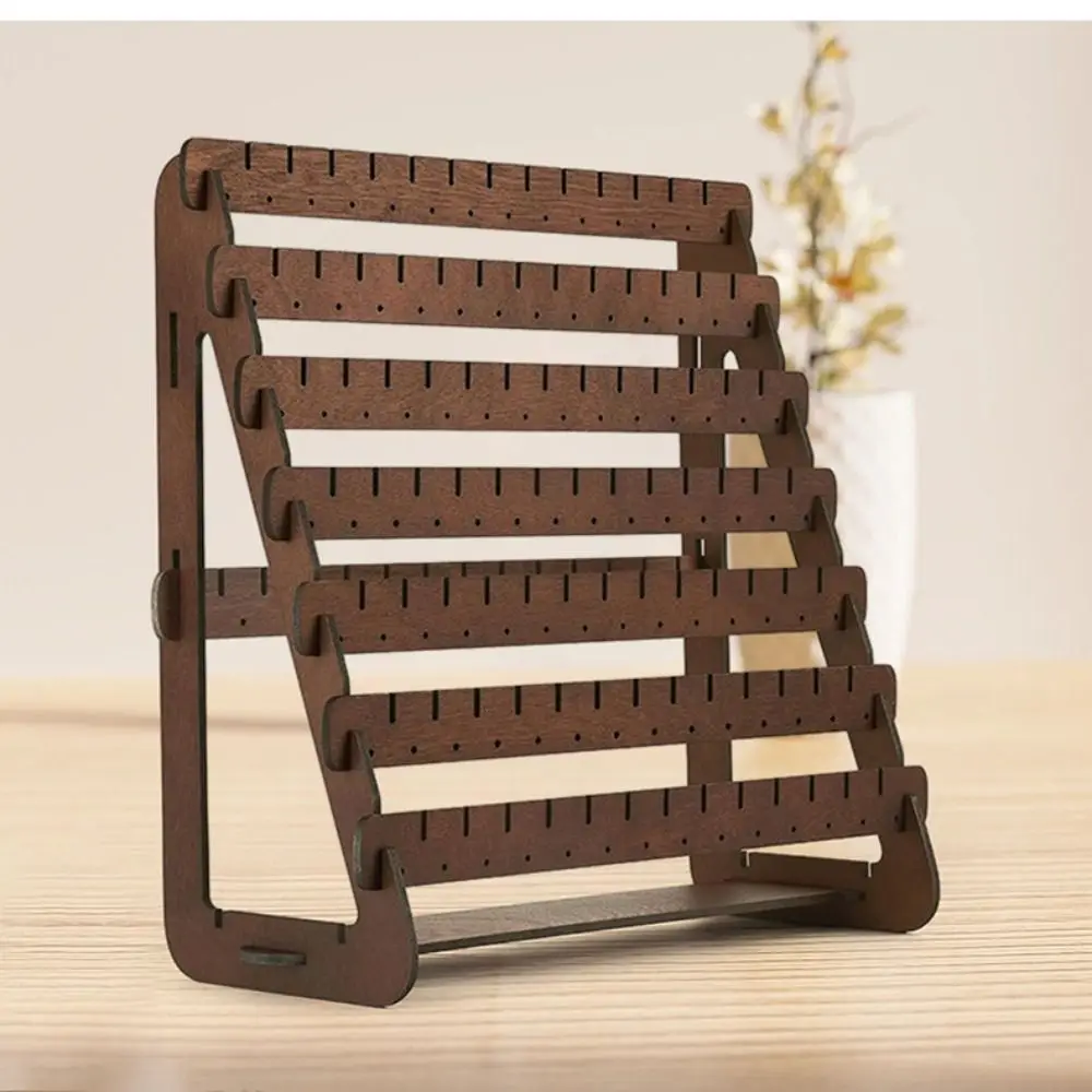 

Large Capacity Wood Earring Holder Anti-slip Rust-proof Earring Rack Space Saving Wooden Tray Jewelry Stall Display Necklaces