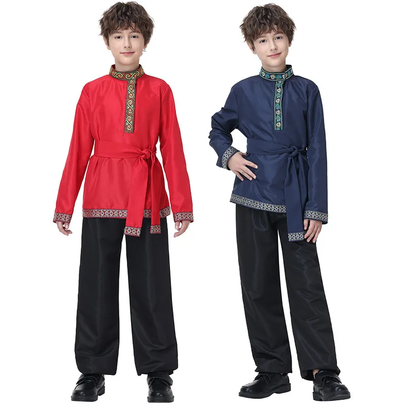 

Kid Red Blue Ethnic Cosplay Costumes Boys Children's Day Party Kid Halloween Show Costume
