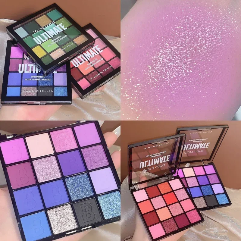 16-kleuren oogschaduwpalet mat glitter parelmoer poeder delicaat gemakkelijk te reinigen glans oogschaduw groene geest make-up