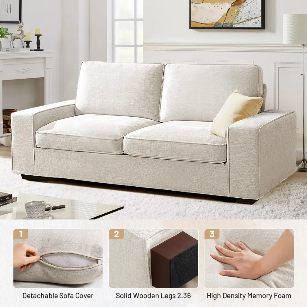 أريكة معاصرة من EASELAND 89 لمساحات المعيشة، أريكة من قماش الشنيل مع مساند للذراعين واسعة، مقعد Loveseat من القطيفة بثلاثة مقاعد مع #3