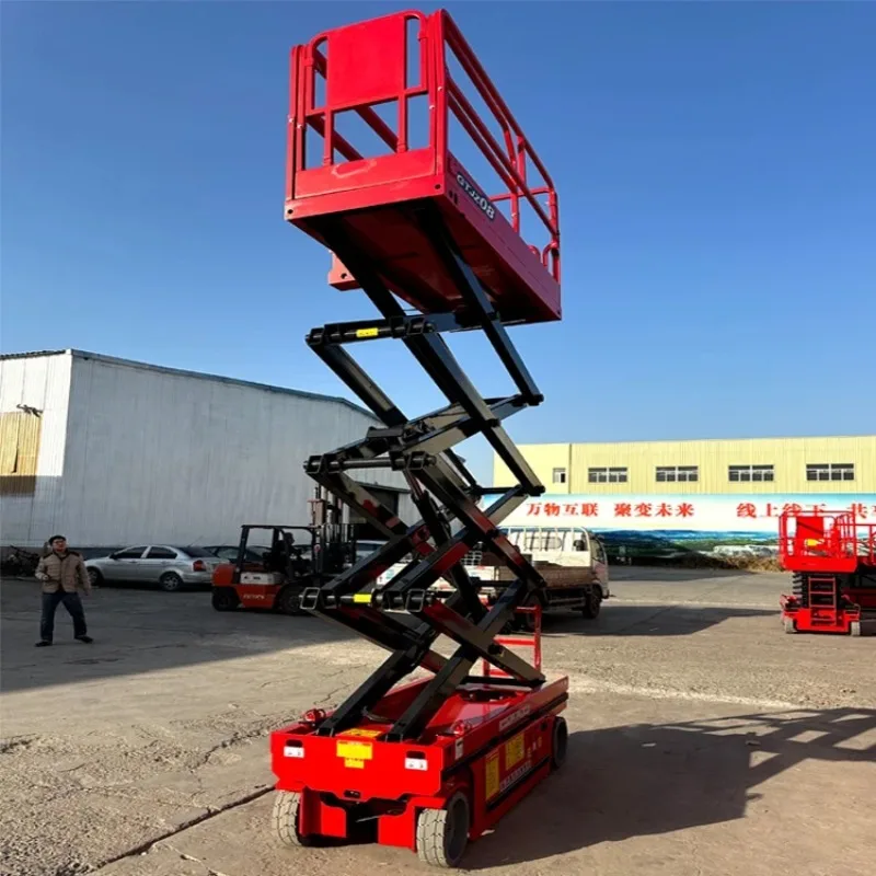 Alta eficiência manual móvel 4m-18m hidráulico elétrico tesoura elevador mesa plataforma de trabalho construção elevadores andaimes