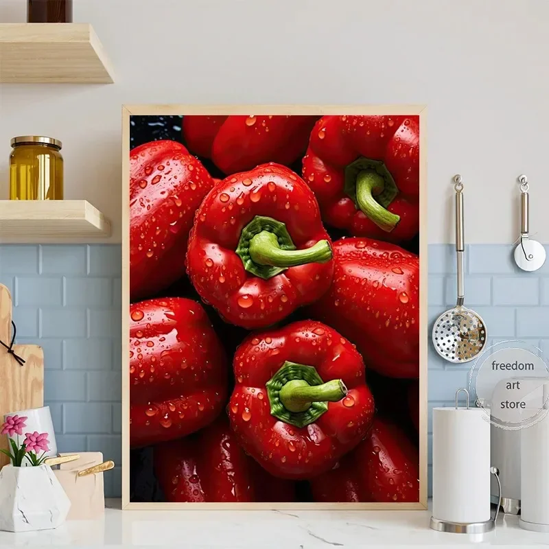 Strawberry Apple Kiwi Food Fruit Series Orange Peppers Posters Minimalist Print Canvas Painting Wall Art forModern Home Decor