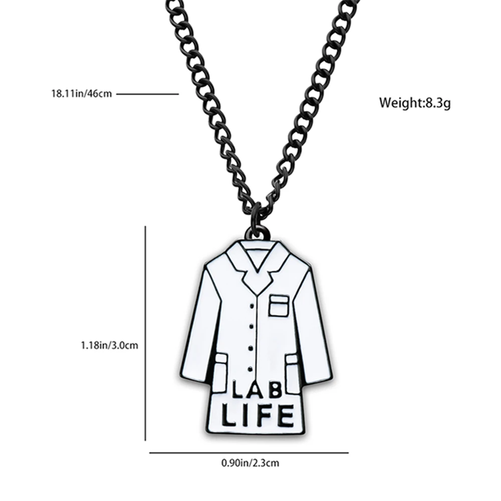 Catuni Science Lab Coat Pendant Necklace Enamel Metal Necklaces Jewelry Accessories for Researchers Graduate Students Gifts