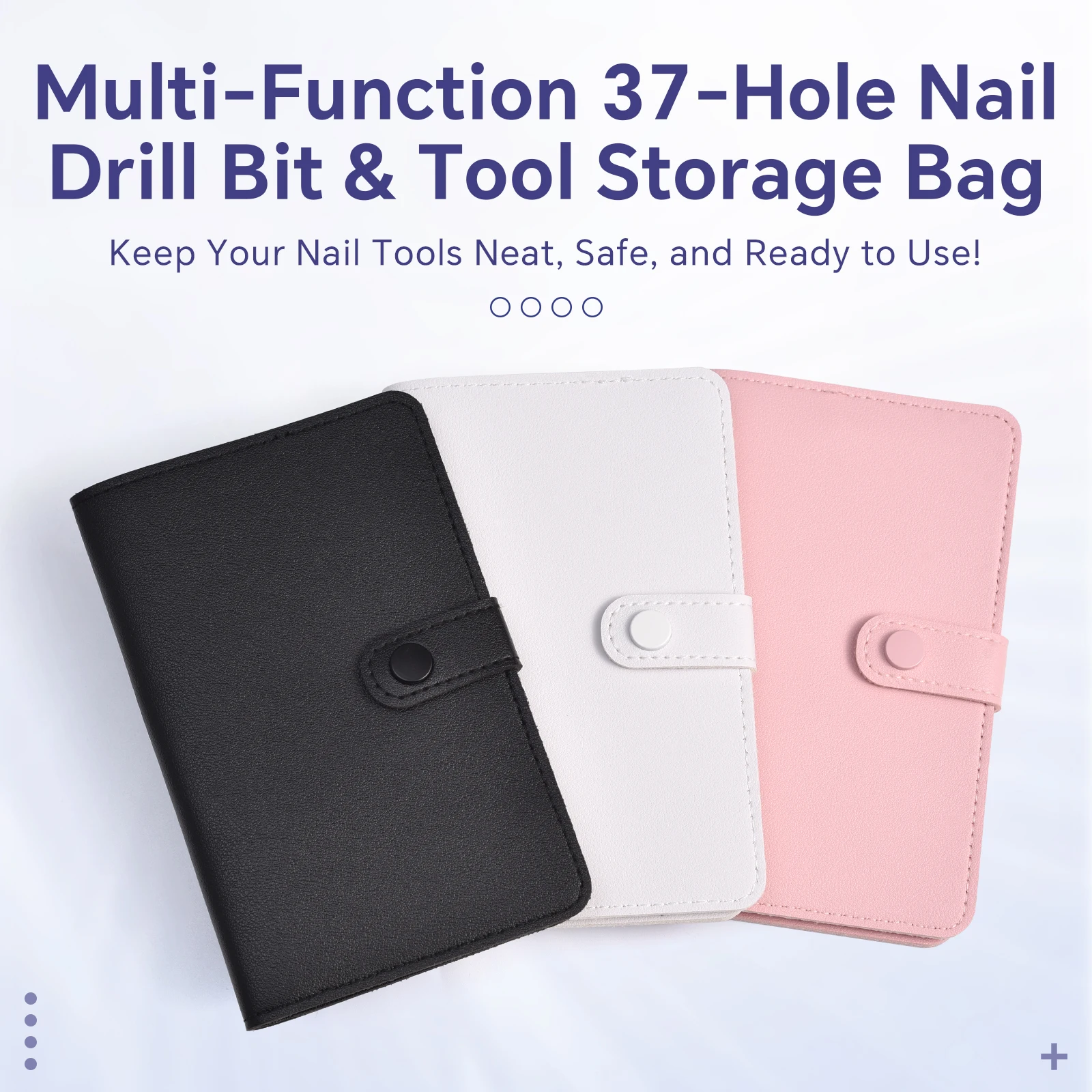 37-Loch faltbare Nagelbohrer-Organizer-Tasche, schwarz, weiß, Multifunktions-Aufbewahrungstasche für Nägel, Kunstwerkzeug, PU-Leder, Maniküre-Zubehör