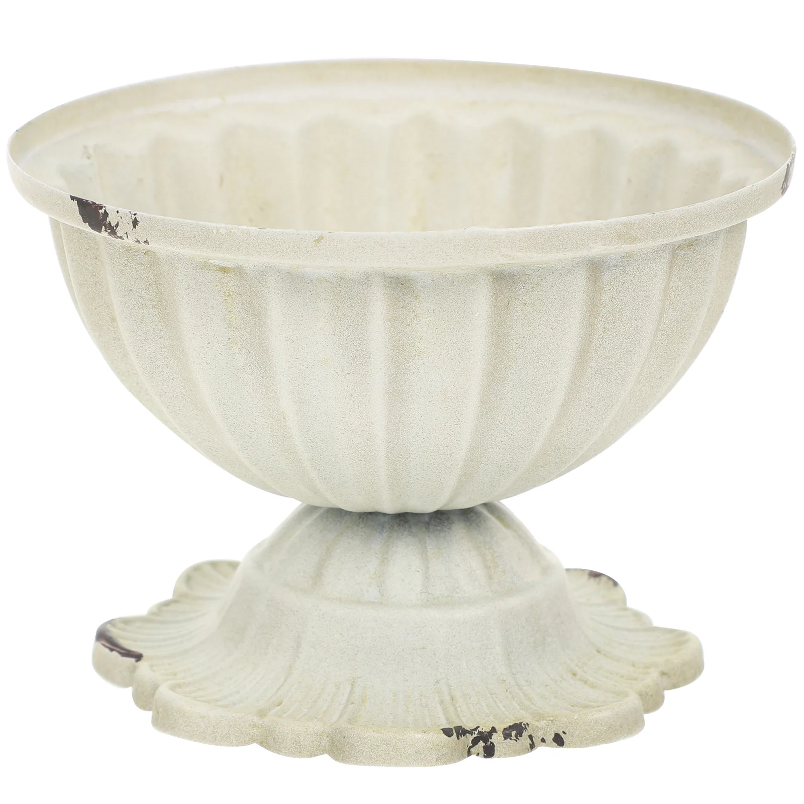 

Retro Iron Vase White Aged Flowerpot for Artificial Flowers Home Decor Indoor Outdoor Vintage Style Wedding Centerpiece