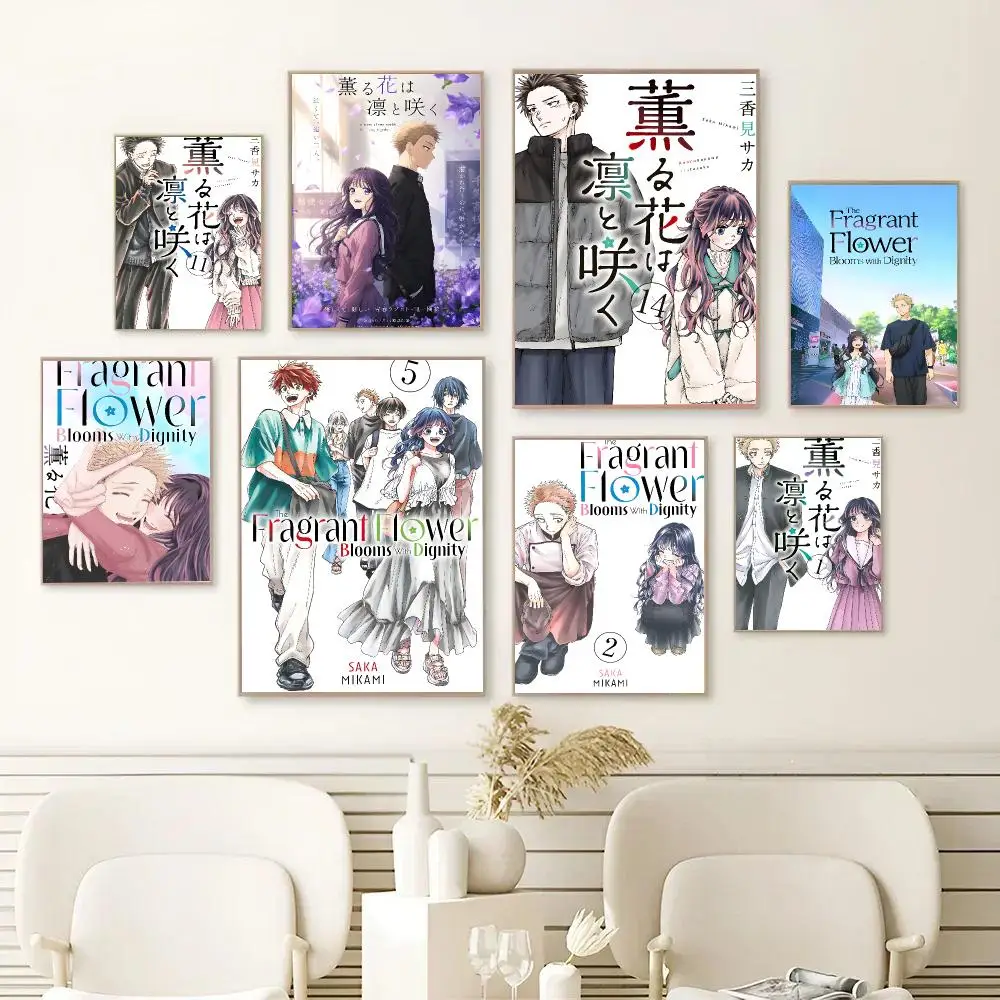 The Fragrant Flower Blooms With Dignity Poster Self-adhesive Art Waterproof Paper Sticker Coffee House Bar Dorm Room Wall Decor