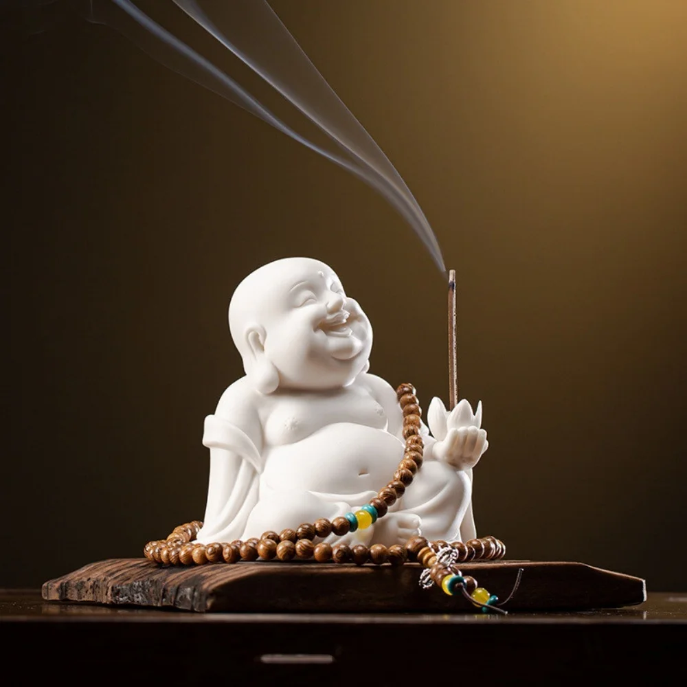 

Китайская антикварная статуя Будды Майтрейи, настольное украшение, бытовая курильница, коллекция фэншуй, подарки для рукоделия