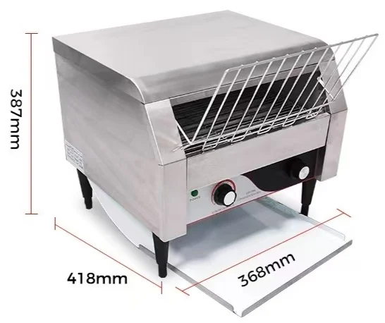 Commercial Fully Automatic Hotel Breakfast Toaster New 220V Chain Toaster Crawler-Type Square Charter Machine Baking Machine