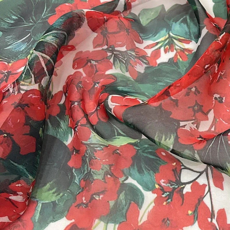 Chiffon Printed Fabric Soft Women\'s Clothing for Dresses Spring Summer Cloth Apparel Sewing Fabric Polyester Material