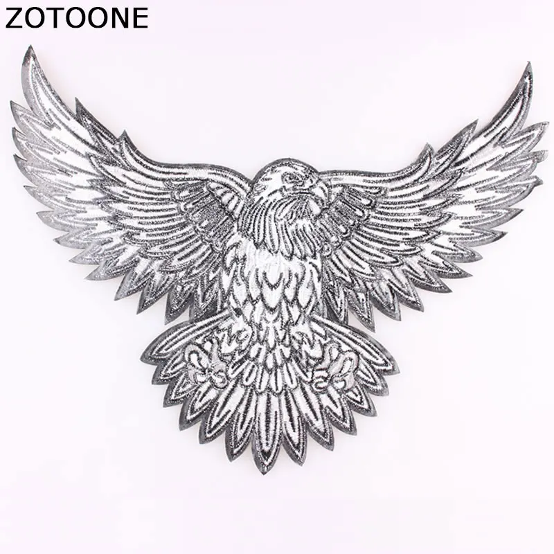 ZOTOONE Big Eagle Wings Patches Embroidered Biker Motorcycle Iron on Patch DIY for Clothes Badge Fabric for Clothes Stickers D