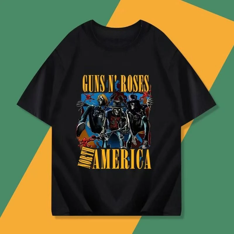 Band Style Summer Ins Trendy Brand Street Loose Round Neck Top American Rascal Handsome Heavy Cotton Short Sleeves