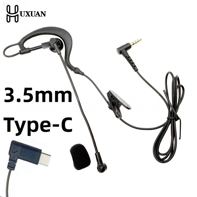 【New】1Pcs Ear Hanging Type Referee Earphone 3.5mm/Type-C Interface For V6 Pro+ Motorcycle Helmet Bluetooth Intercom