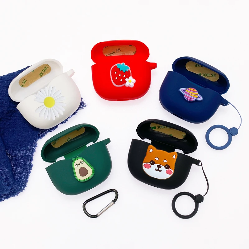 Funda de dibujos animados para JBL ENDURANCE RACE, anillo de silicona, protección anticaída, Auriculares Bluetooth, caja de accesorios