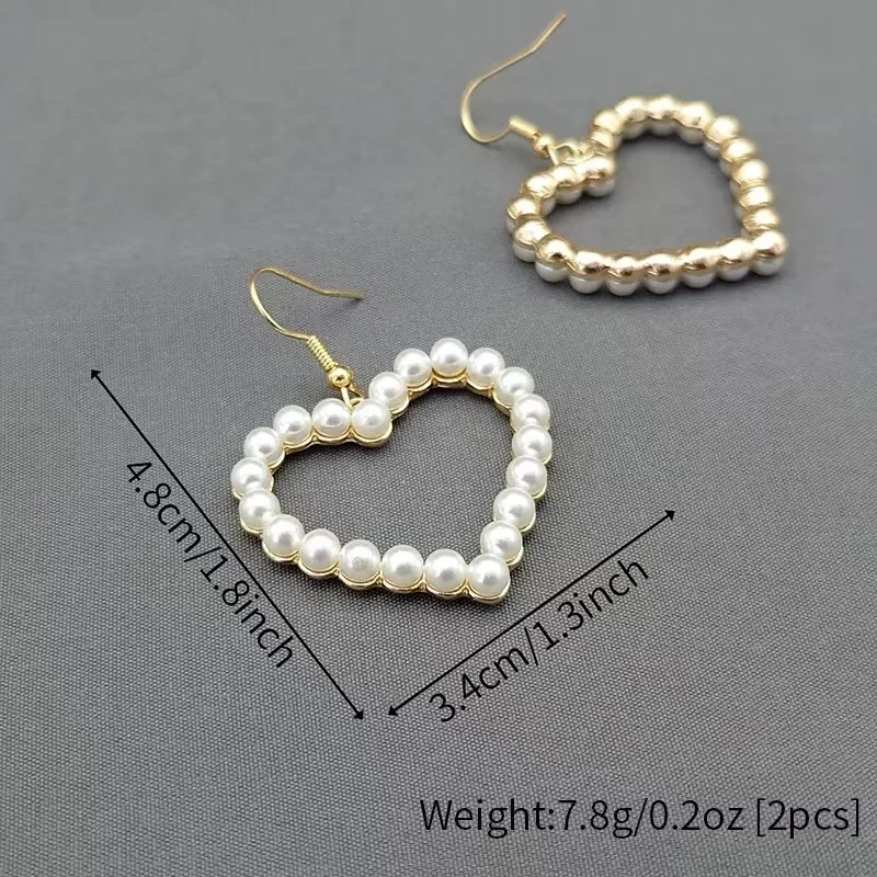 Y2K Fashion Party 2000s Pearl Peach Heart Pink Earrings Women\'s INS Creative Aesthetic Sapphire Crystal Earrings Charms Gift