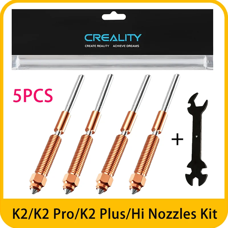 4PCS Creality K2/K2 Pro Nozzles with 3D Printer 5in1 Wrench,Original Unicorn K2 Plus Hotend Nozzles 3D Printer Extruder Nozzles