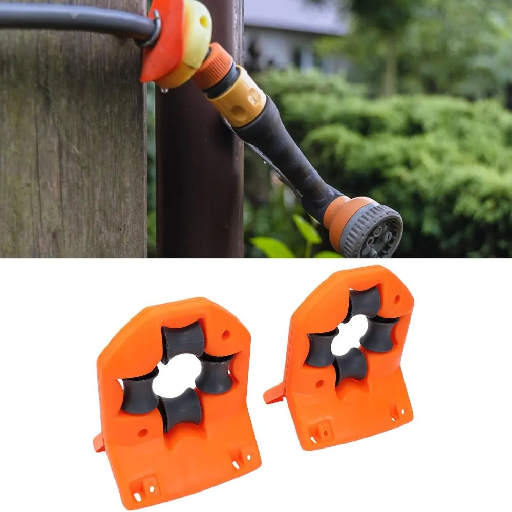 2PCS Durable Plastic Garden Hose Holder Orange Compact Hose Guide Wall Mounted Hose Roller Guide Wall Hose Guidance