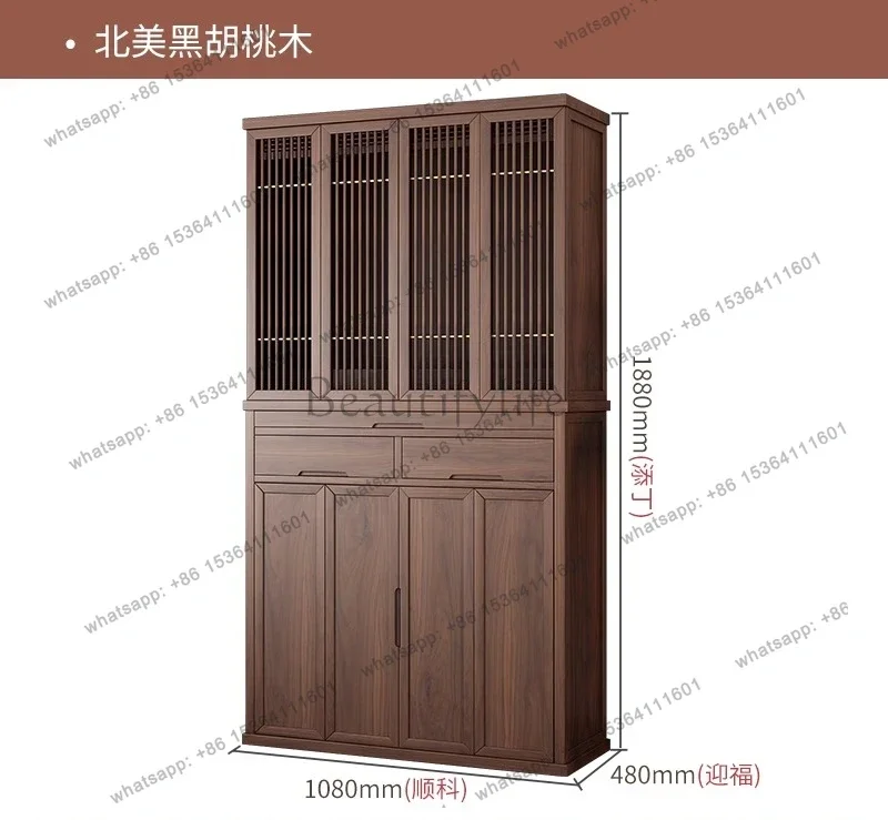 Buddhist Niche Vertical Cabinet, Black Walnut Buddhist Platform Buddhist Hall, Simple With Door