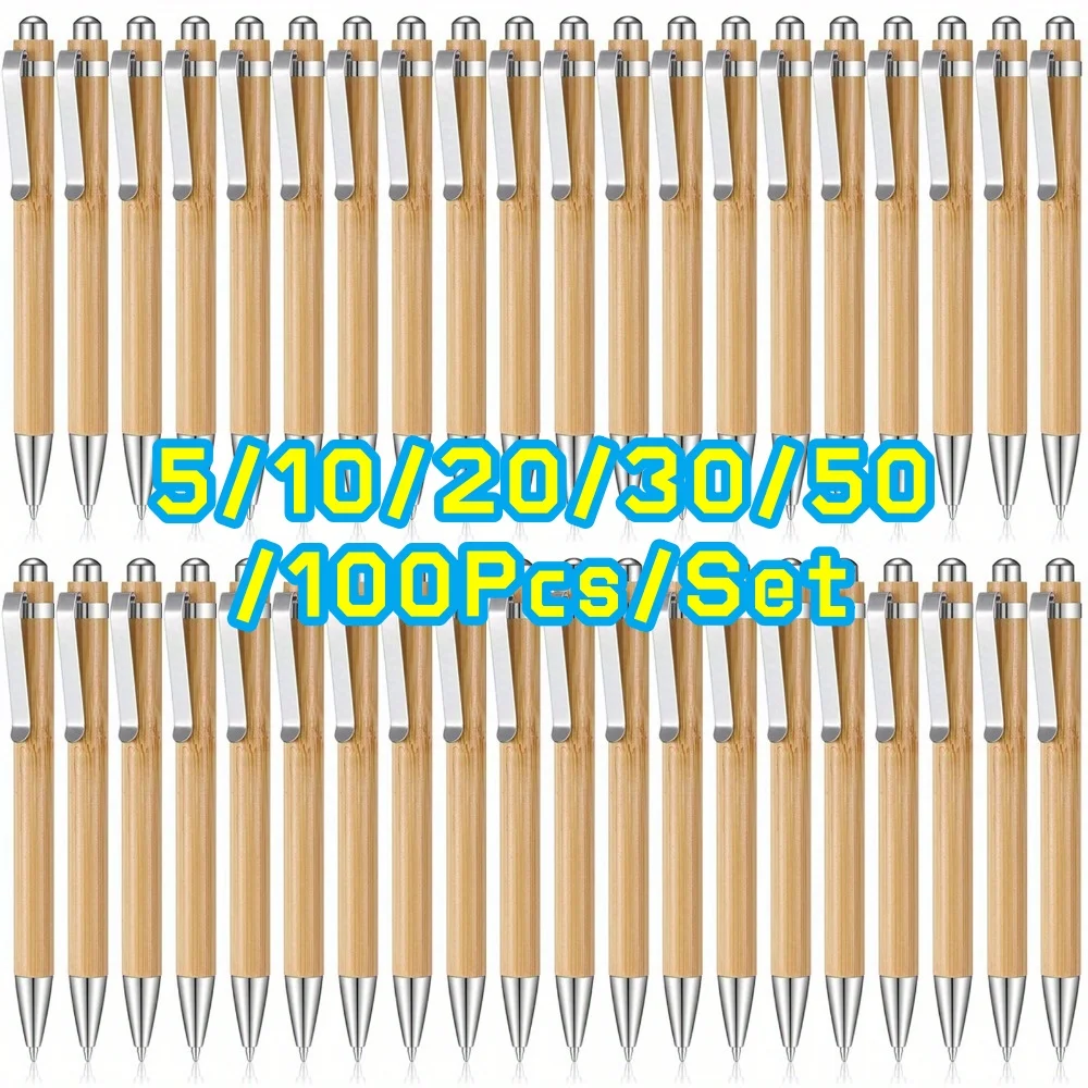 

5/10/20/30/50/100 шт. бамбуковая шариковая ручка, канцелярские принадлежности, ручки для вечеринок, офисные школьные принадлежности, деловые подарки