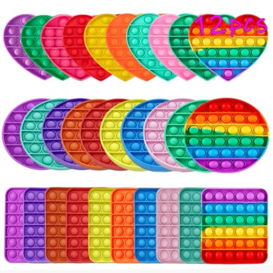 

Random 12 Pcs Fidget Toys, Pop Fidget Sensory Toys Set, Stress Relief Gifts for and Adults, Pop Bulk and Party Favors Toddler T