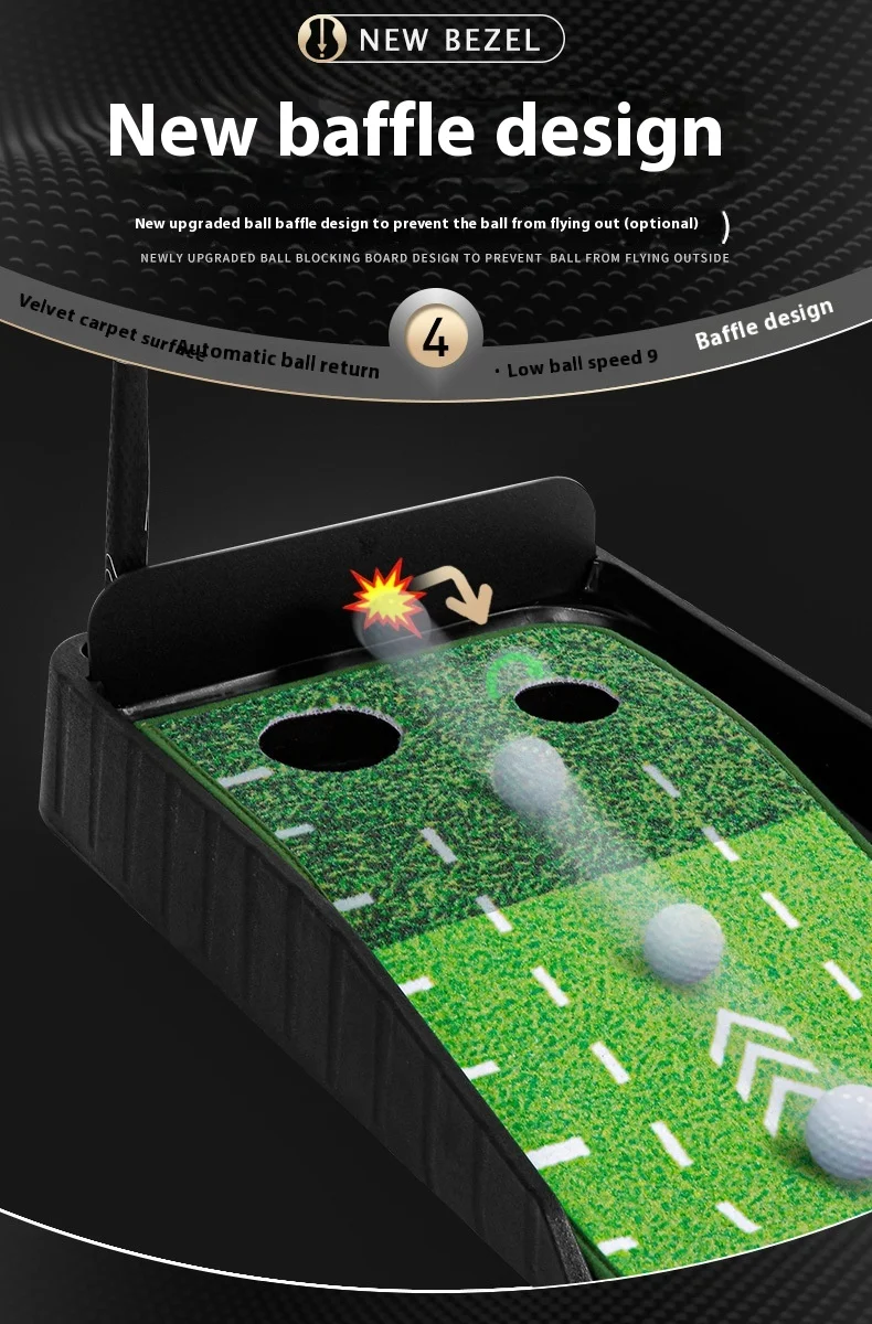 PGM TL021 indoor golf velvet rubber bottom putter trainer practice mat, 3M with return lane