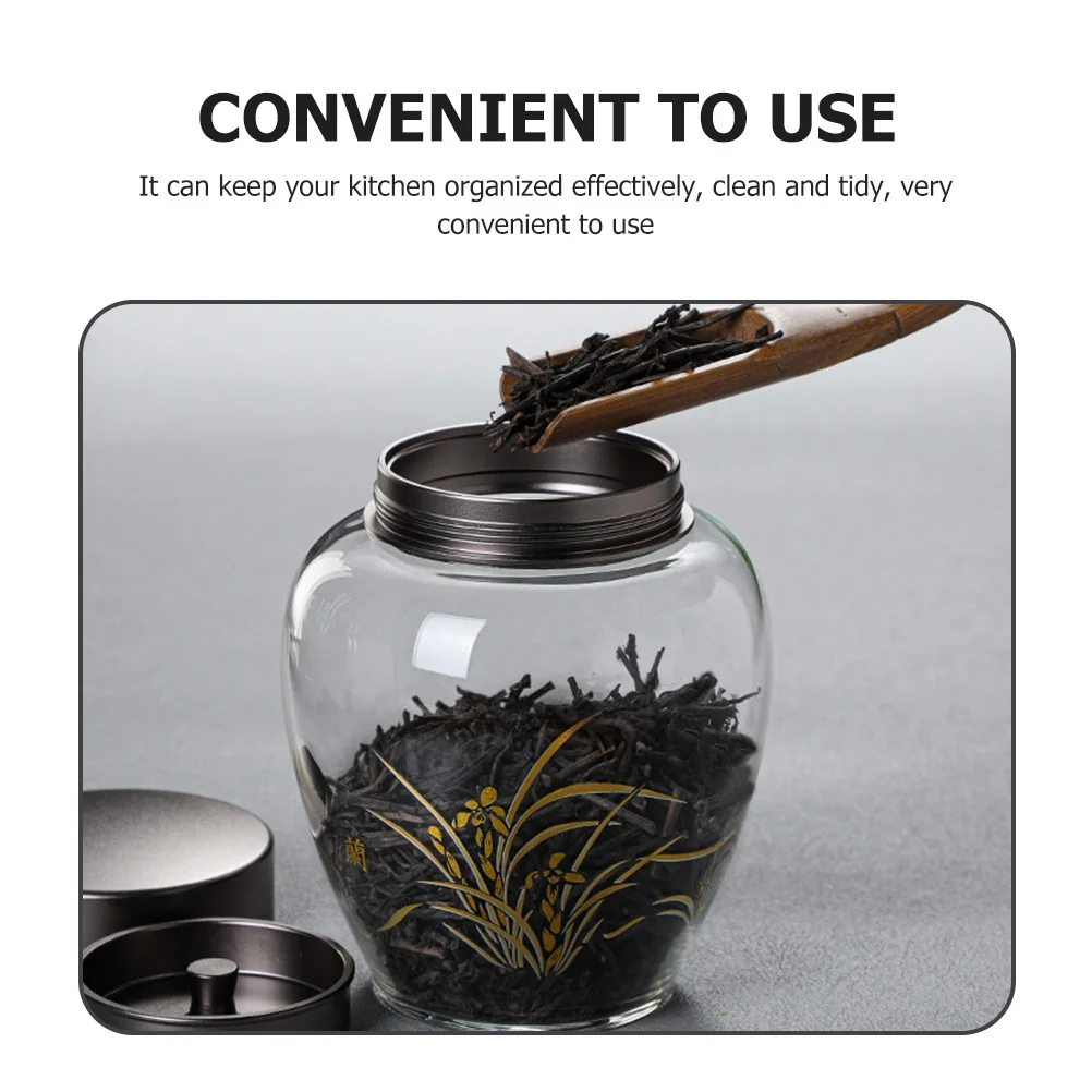 

Glass Tea Jar Sealed Food Storage Canister Alloy Lid Container for Tea Coffee Spices Alloy Lid Glass Jar