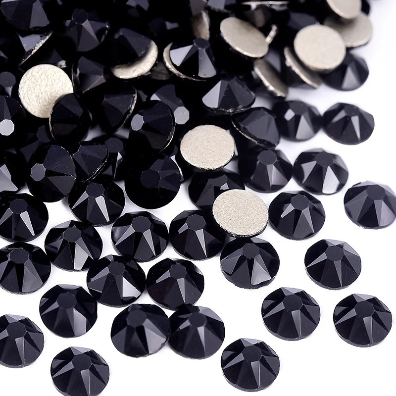 BOBOHOO 2088 Nicht-Heißfix Schwarze und Weiße Glasrhinestones Kristall Flachboden 8 Große 8 Kleine 16-Schliff Strass für Nägel, Kleidung, Schuhe, Taschen – Detail 9